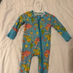 Blue Map Print Kids One Piece